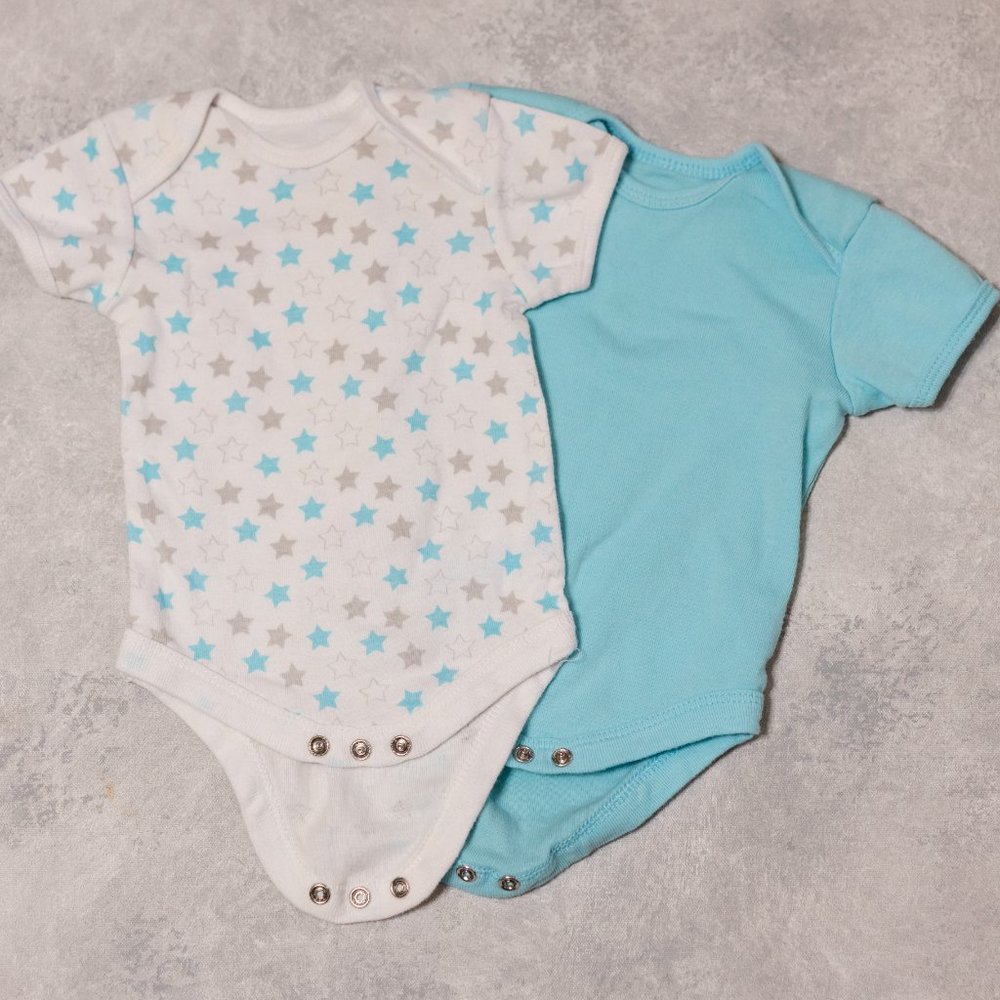 Two 0-3 month boy onesies